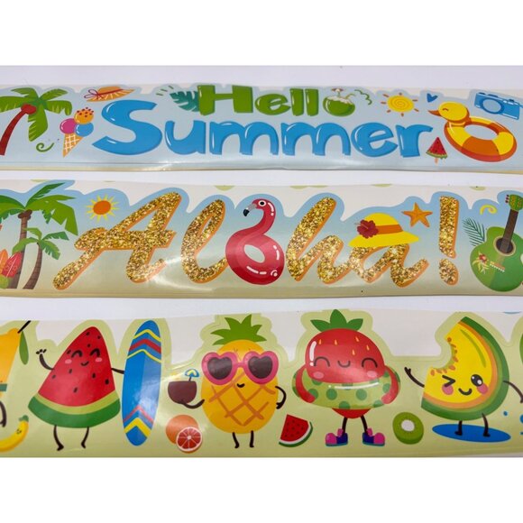 Summer Themed Vinyl Stickers Fruits & Tropical Designs Aloha (Pack of 4) - Picture 3 of 4